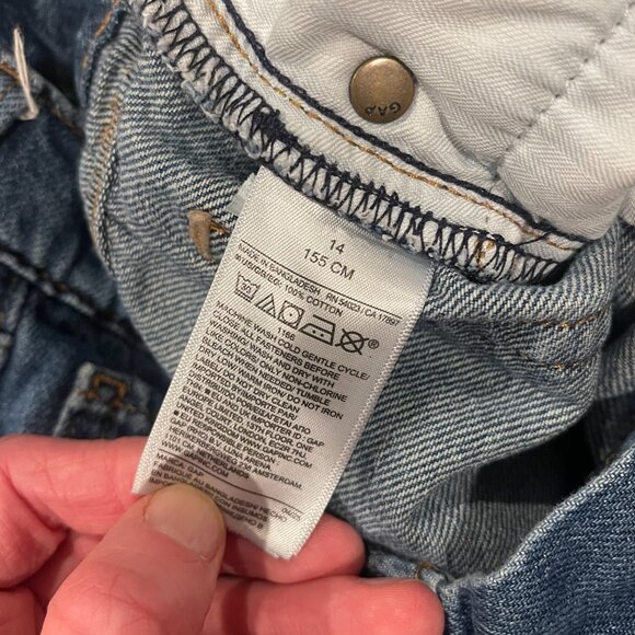 GAP Kids Low Rise Stride Wide-Leg Jeans, Sz 14, Denim With Bows - Picture 6 of 9